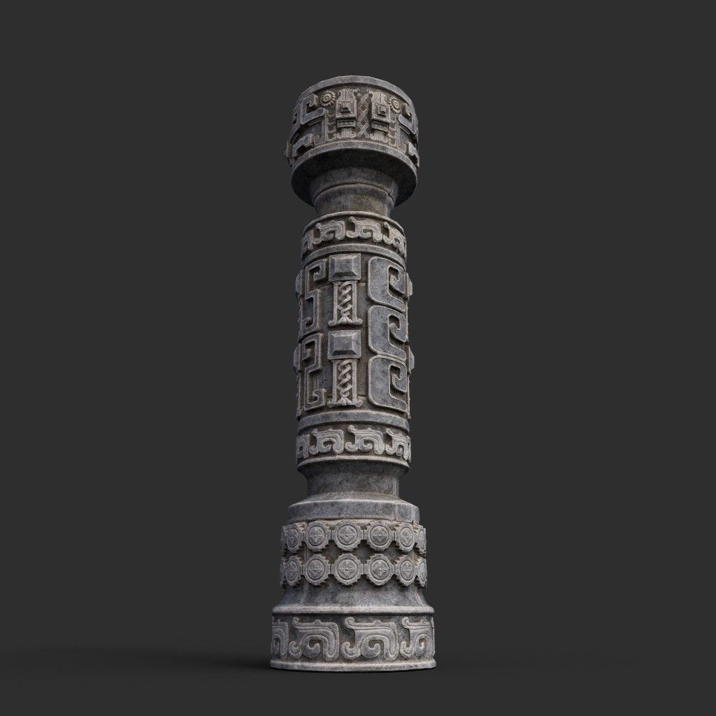 Low poly Mayan Inca Aztec Column Modular Pack 210616 Low-poly 3D model_38