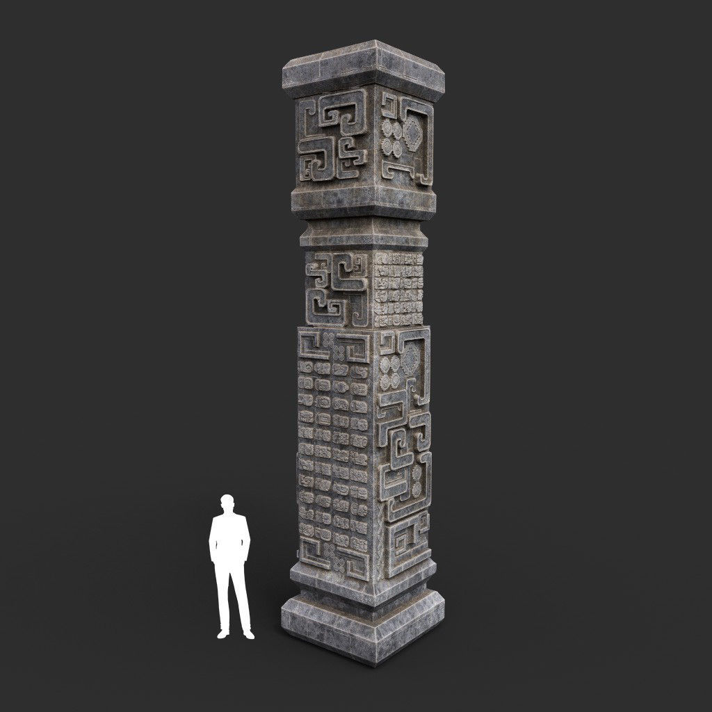 Low poly Mayan Inca Aztec Column Modular Pack 210616 Low-poly 3D model_9