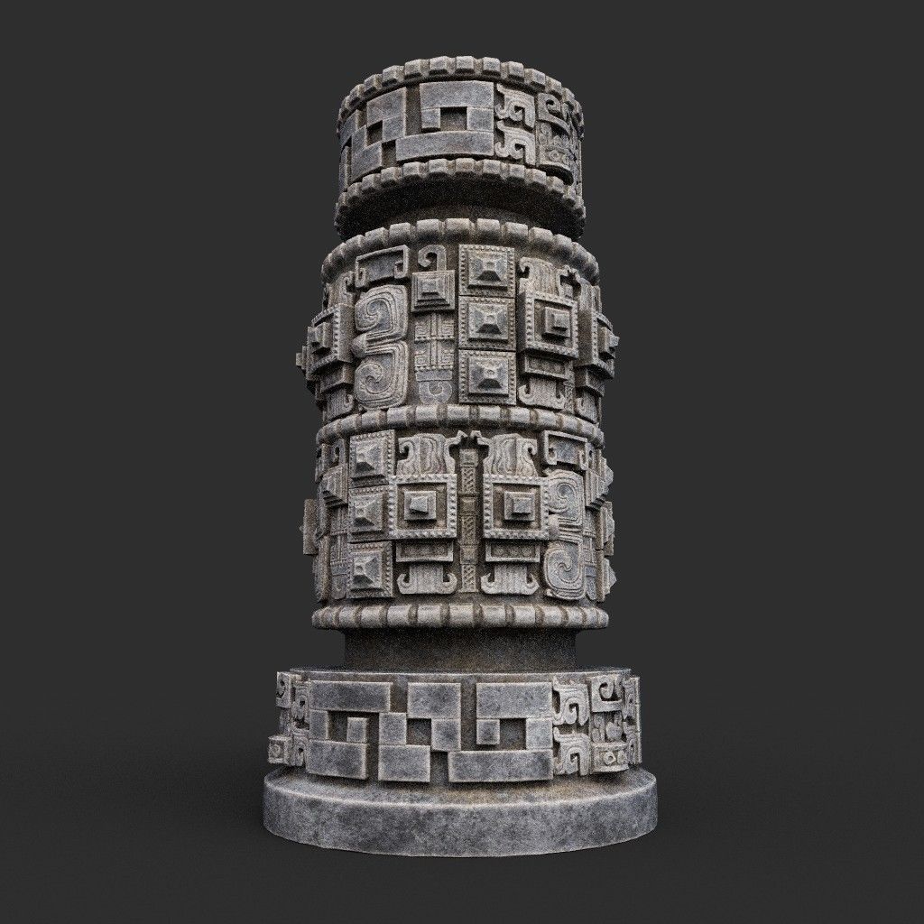 Low poly Mayan Inca Aztec Column Modular Pack 210616 Low-poly 3D model_26