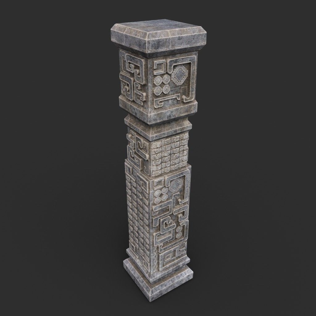 Low poly Mayan Inca Aztec Column Modular Pack 210616 Low-poly 3D model_11