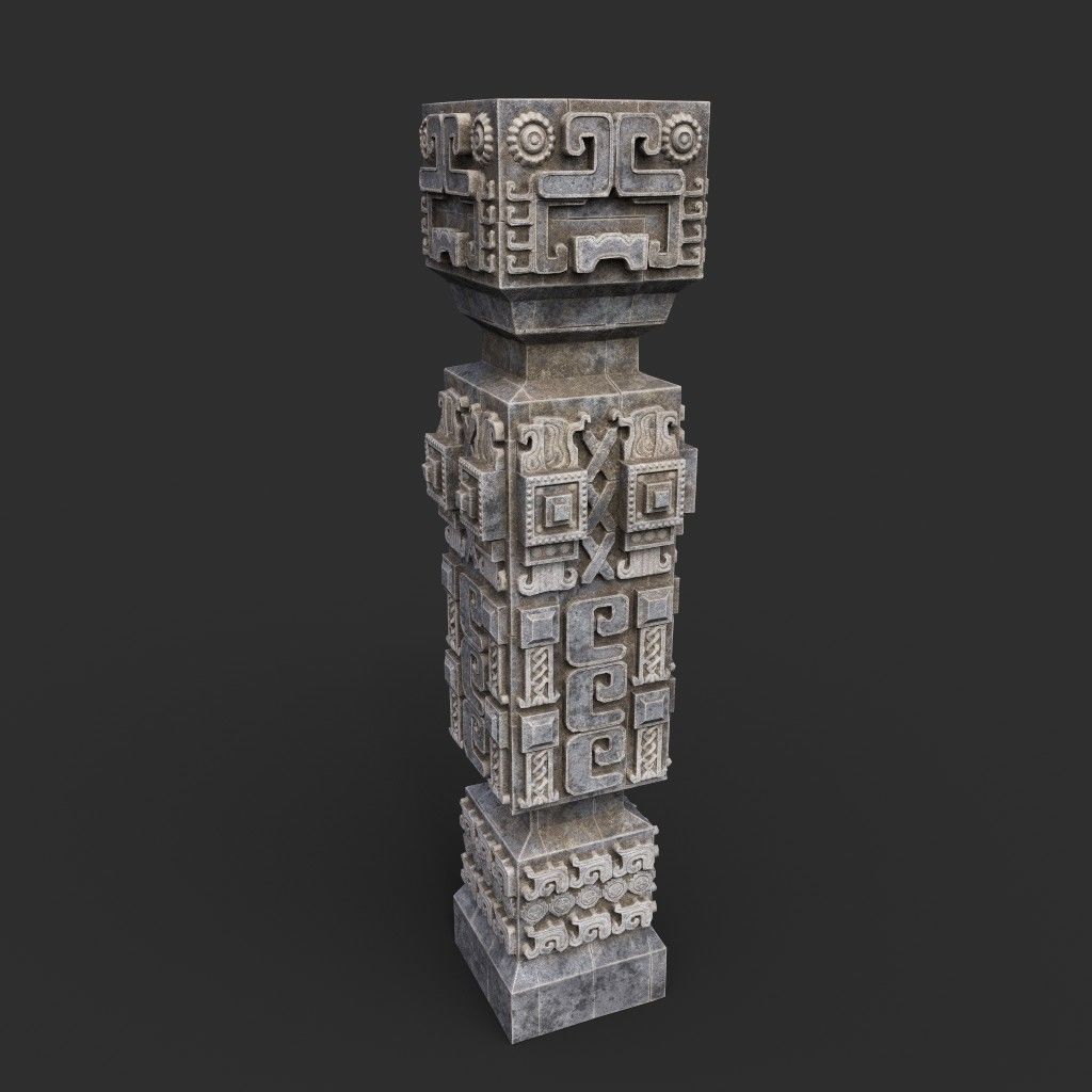 Low poly Mayan Inca Aztec Column Modular Pack 210616 Low-poly 3D model_31