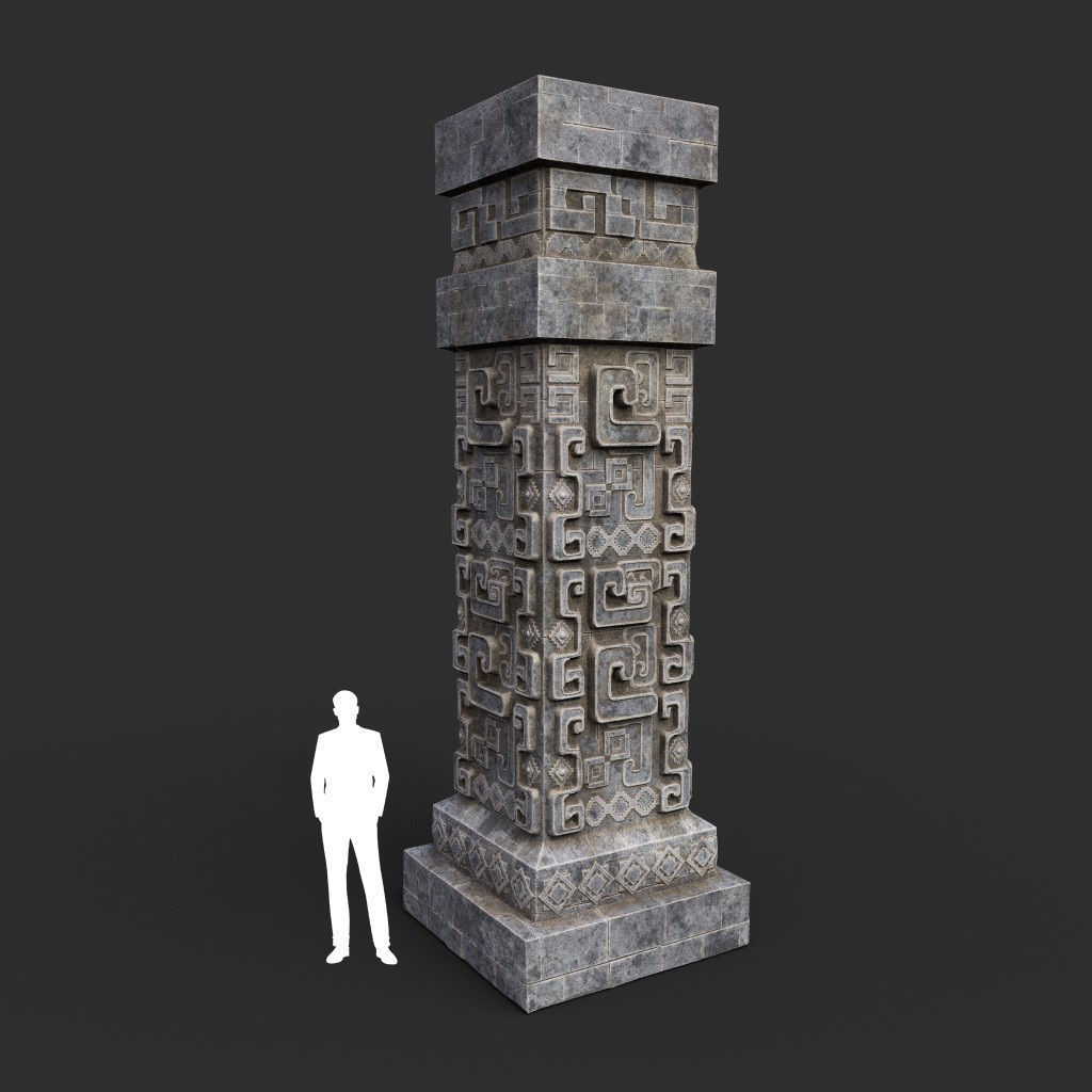 Low poly Mayan Inca Aztec Column Modular Pack 210616 Low-poly 3D model_5