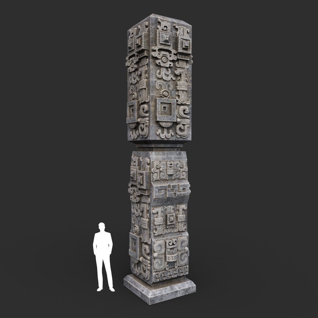 Low poly Mayan Inca Aztec Column Modular Pack 210616 Low-poly 3D model_17
