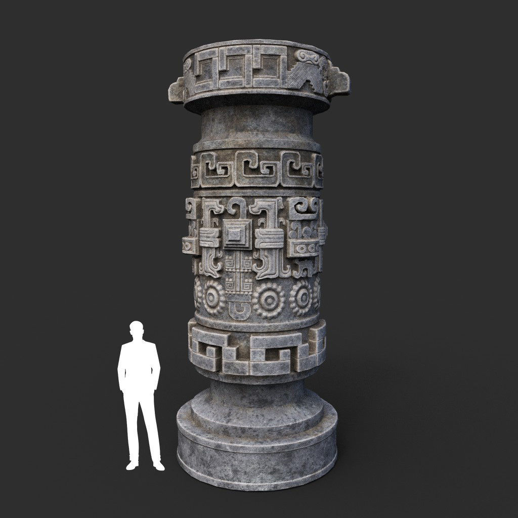 Low poly Mayan Inca Aztec Column Modular Pack 210616 Low-poly 3D model_21