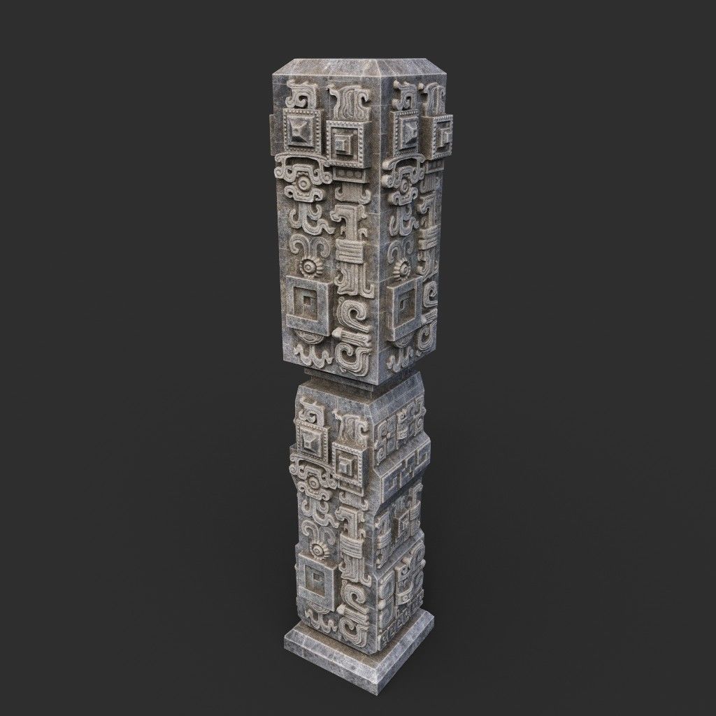 Low poly Mayan Inca Aztec Column Modular Pack 210616 Low-poly 3D model_19