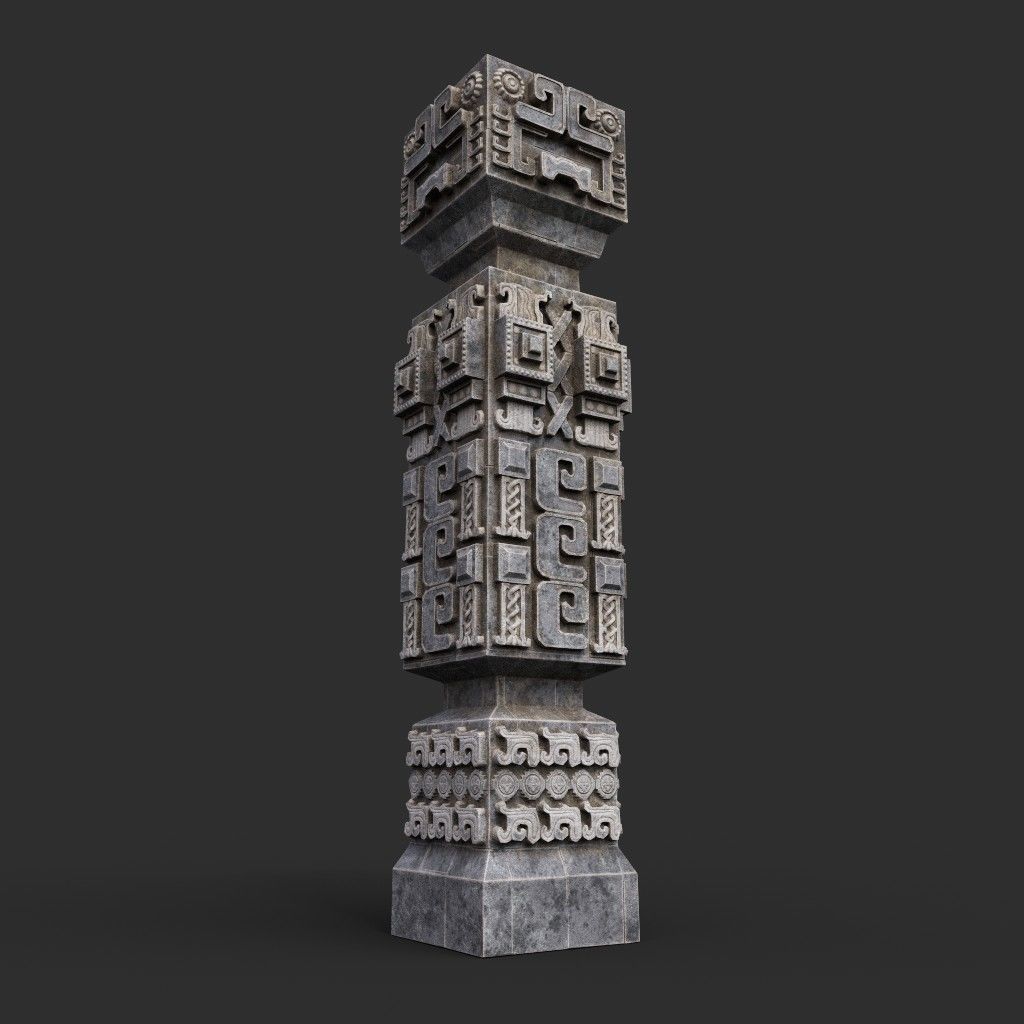 Low poly Mayan Inca Aztec Column Modular Pack 210616 Low-poly 3D model_30