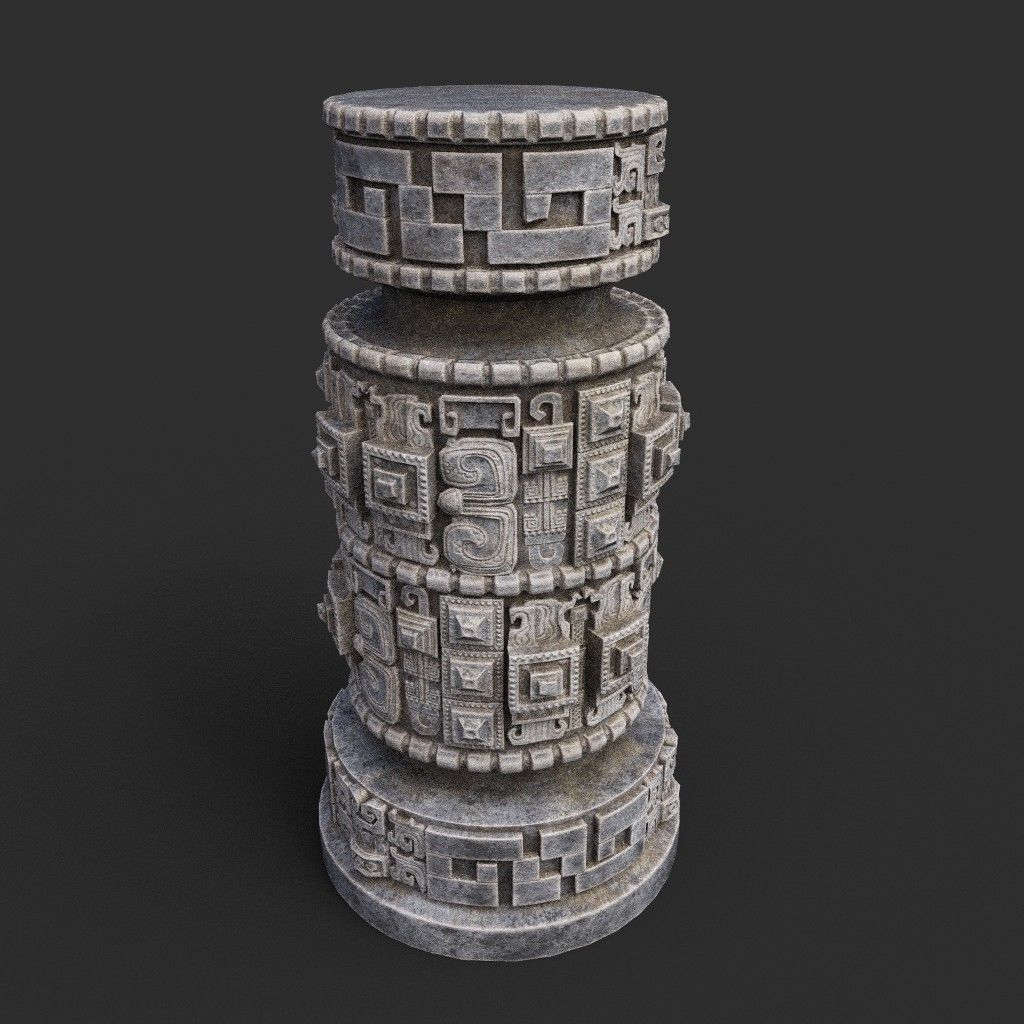 Low poly Mayan Inca Aztec Column Modular Pack 210616 Low-poly 3D model_27