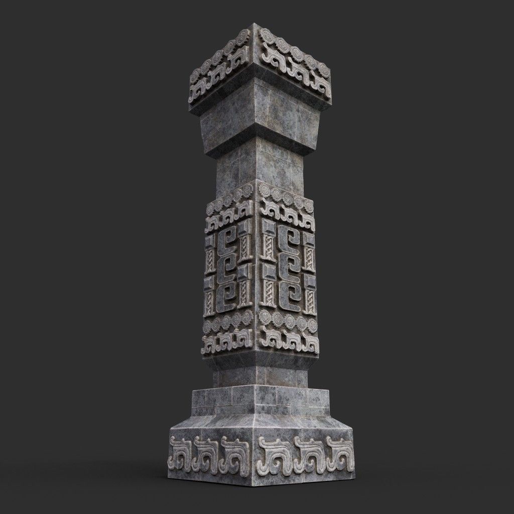 Low poly Mayan Inca Aztec Column Modular Pack 210616 Low-poly 3D model_34