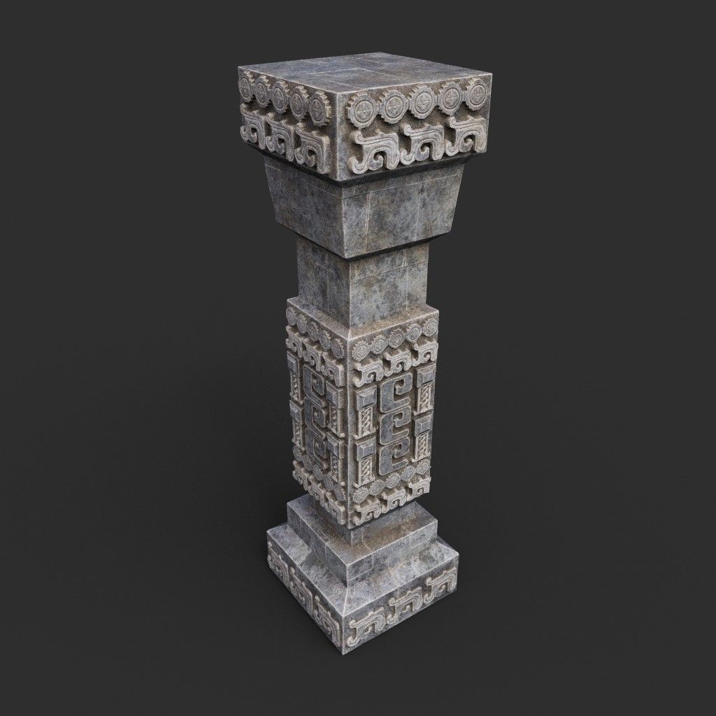 Low poly Mayan Inca Aztec Column Modular Pack 210616 Low-poly 3D model_35