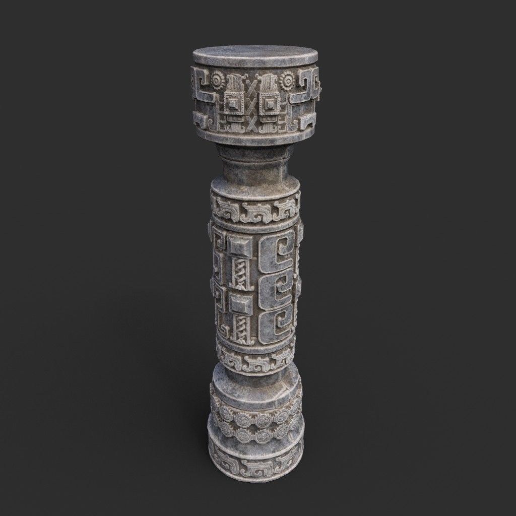 Low poly Mayan Inca Aztec Column Modular Pack 210616 Low-poly 3D model_39