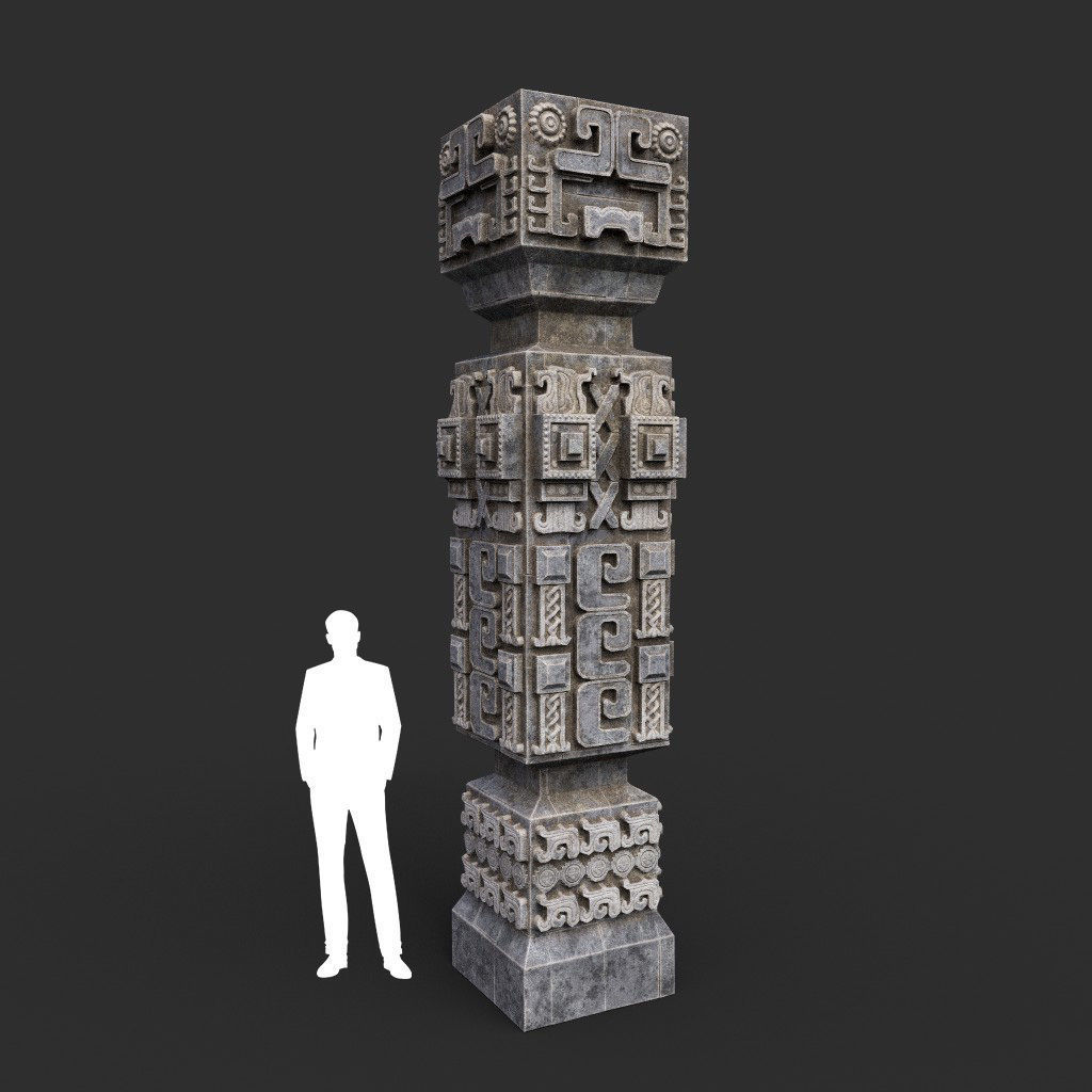 Low poly Mayan Inca Aztec Column Modular Pack 210616 Low-poly 3D model_29