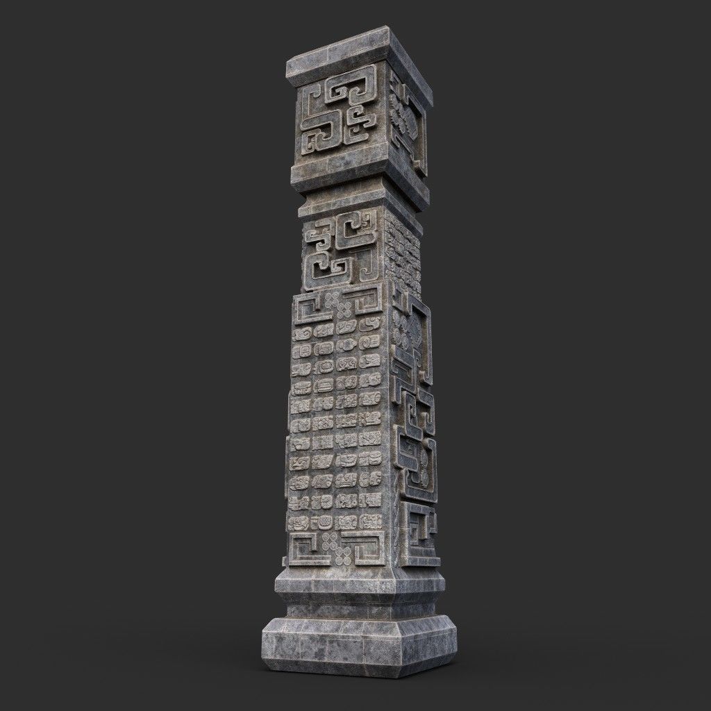 Low poly Mayan Inca Aztec Column Modular Pack 210616 Low-poly 3D model_10