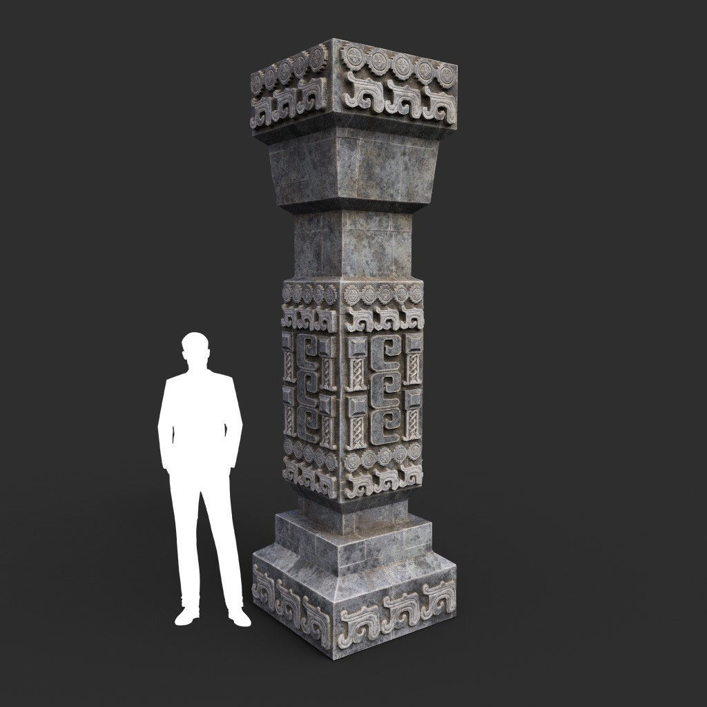 Low poly Mayan Inca Aztec Column Modular Pack 210616 Low-poly 3D model_33