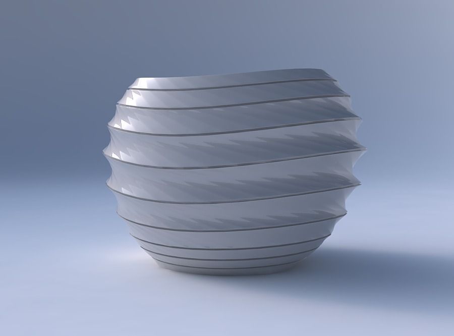 Bowl compressed 2 with horizontal dents and twisted diagonal ... 3D print model_4