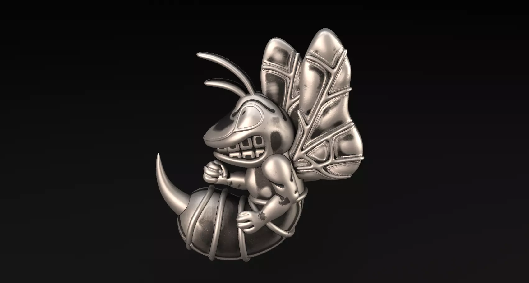 angry bee pendant stl 3D print model_0