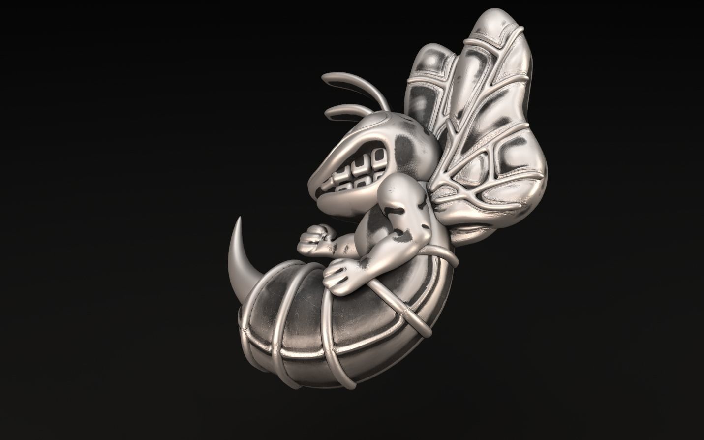 angry bee pendant stl 3D print model_3