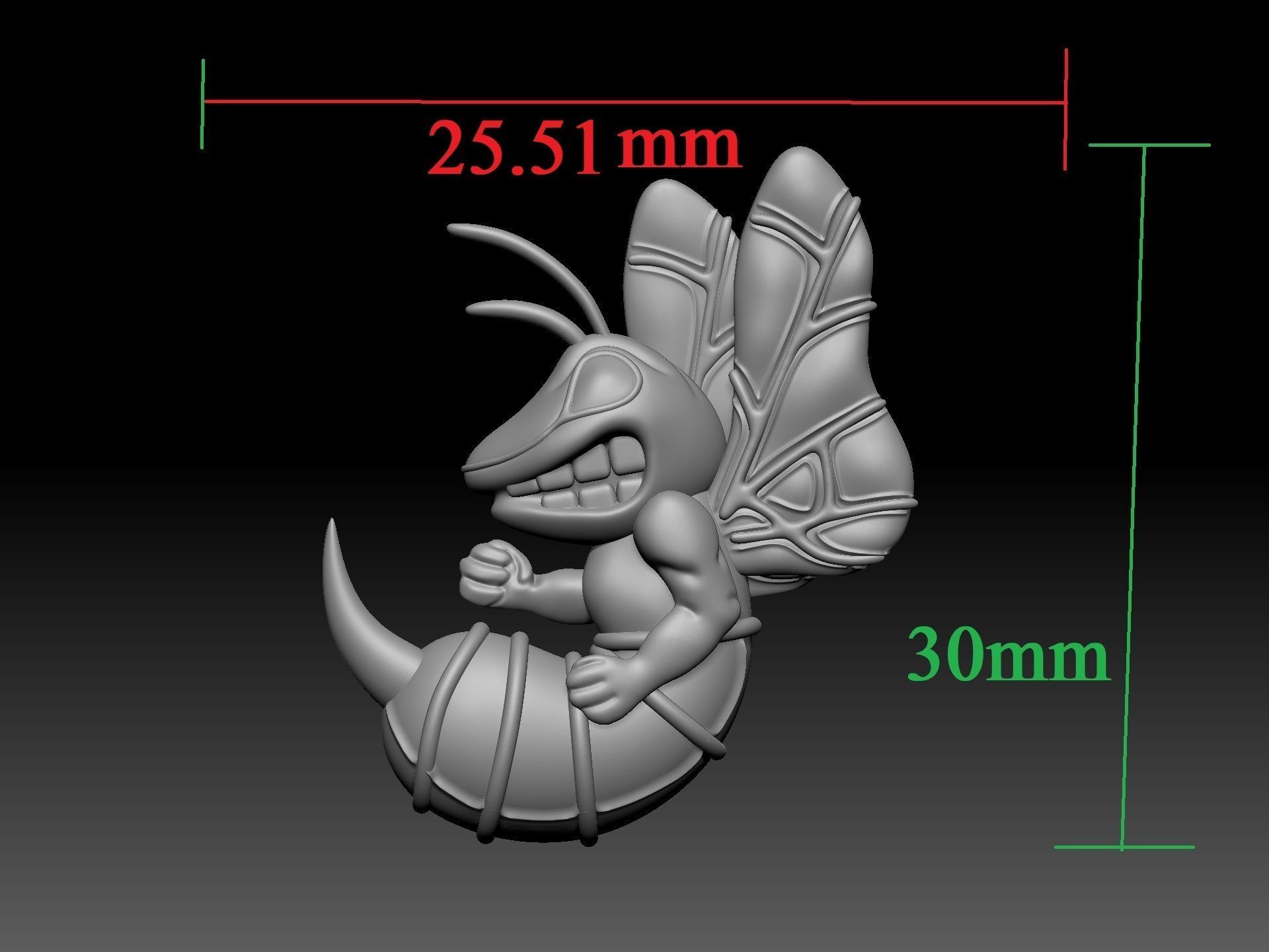 angry bee pendant stl 3D print model_5