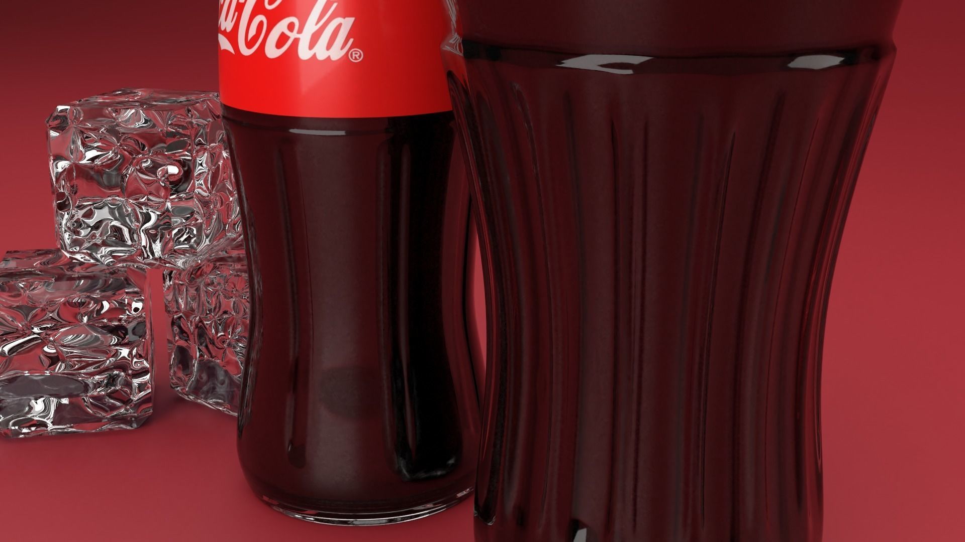 Coca cola bottle and coca cola glass 3D model_13