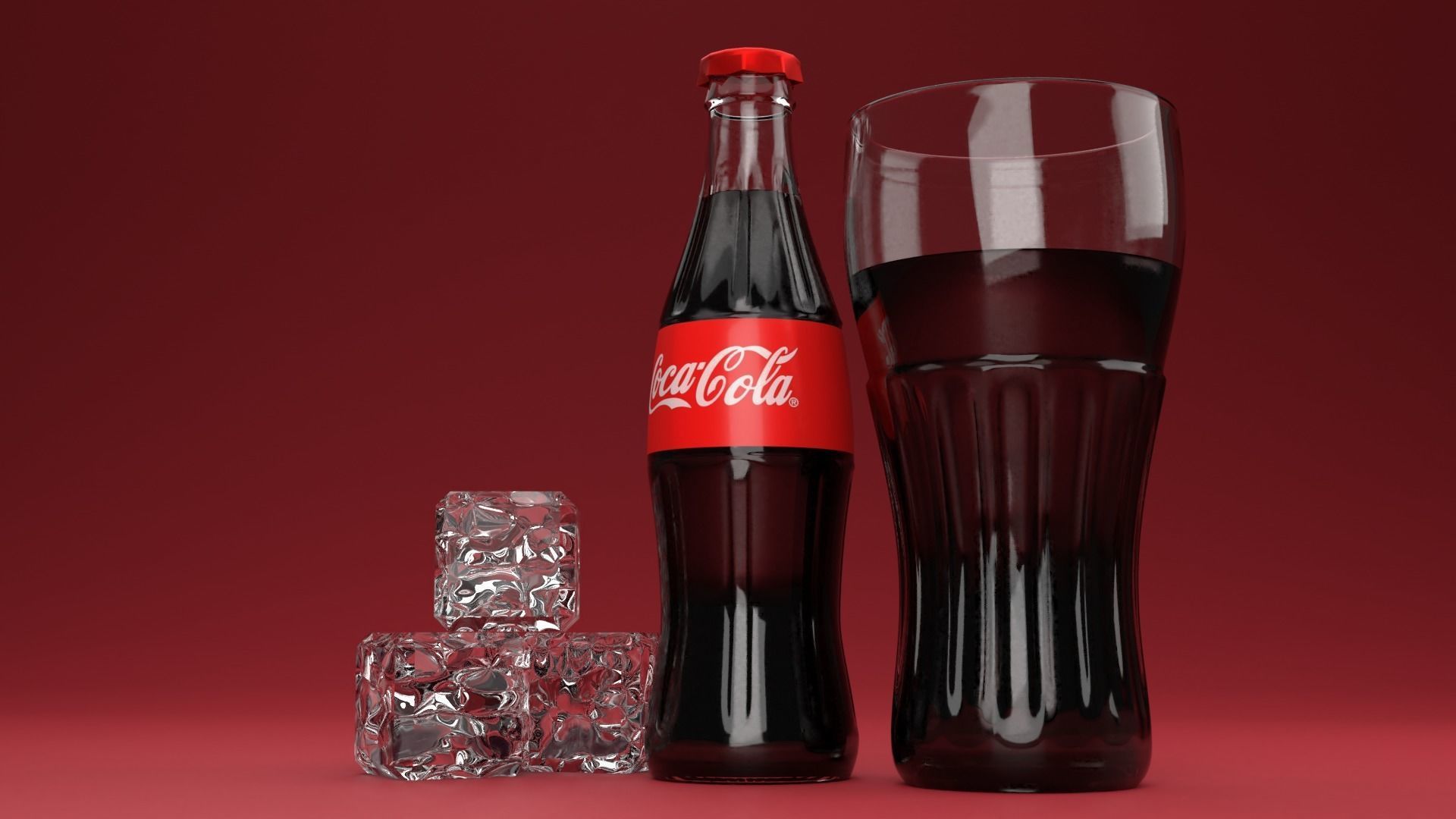 Coca cola bottle and coca cola glass 3D model_11
