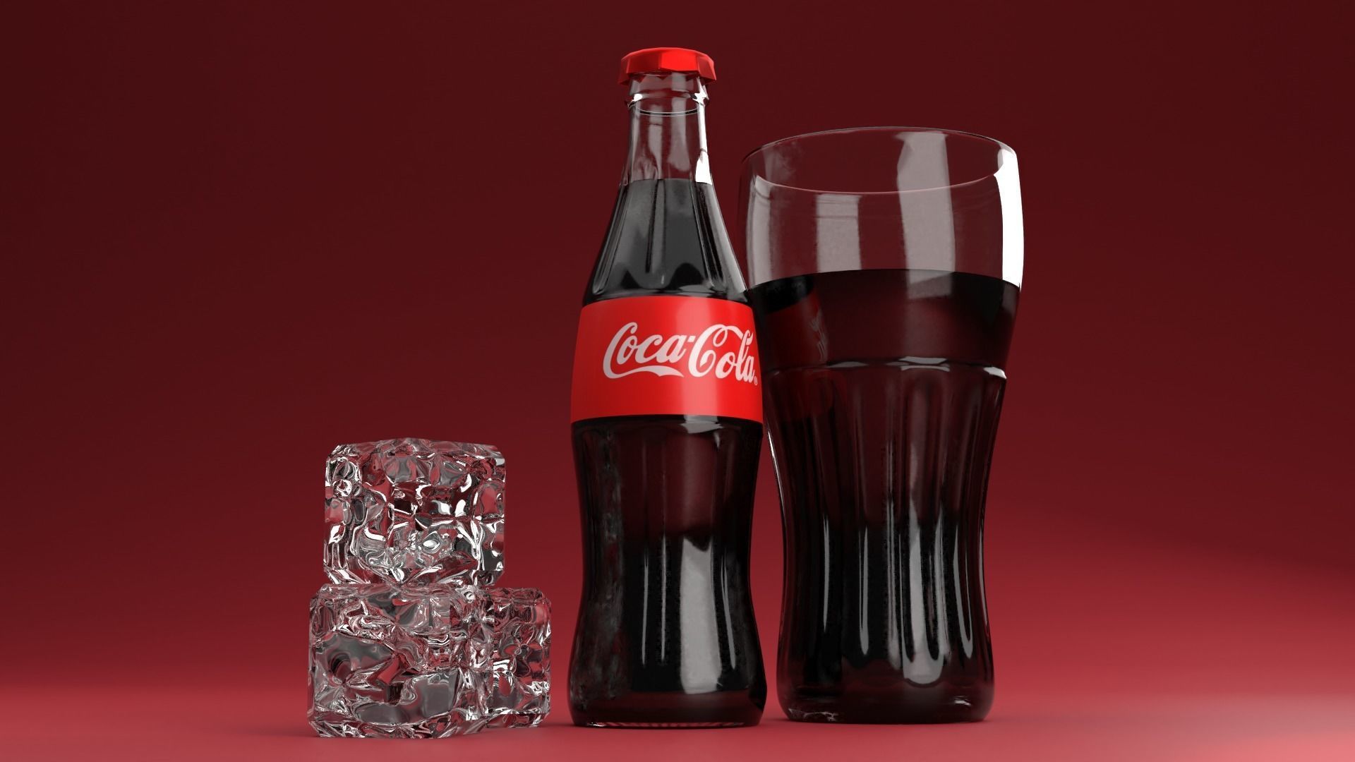 Coca cola bottle and coca cola glass 3D model_9