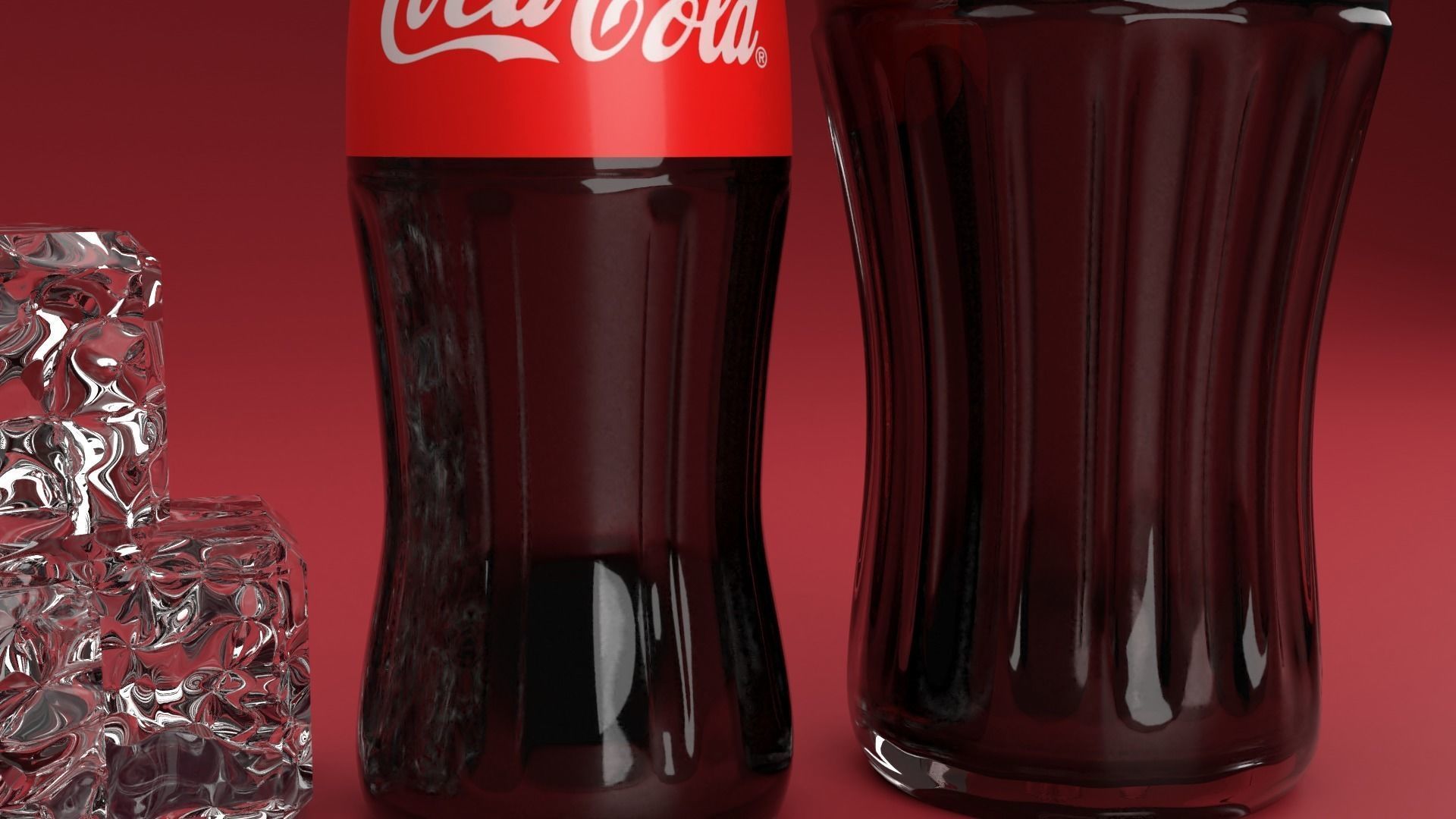 Coca cola bottle and coca cola glass 3D model_5