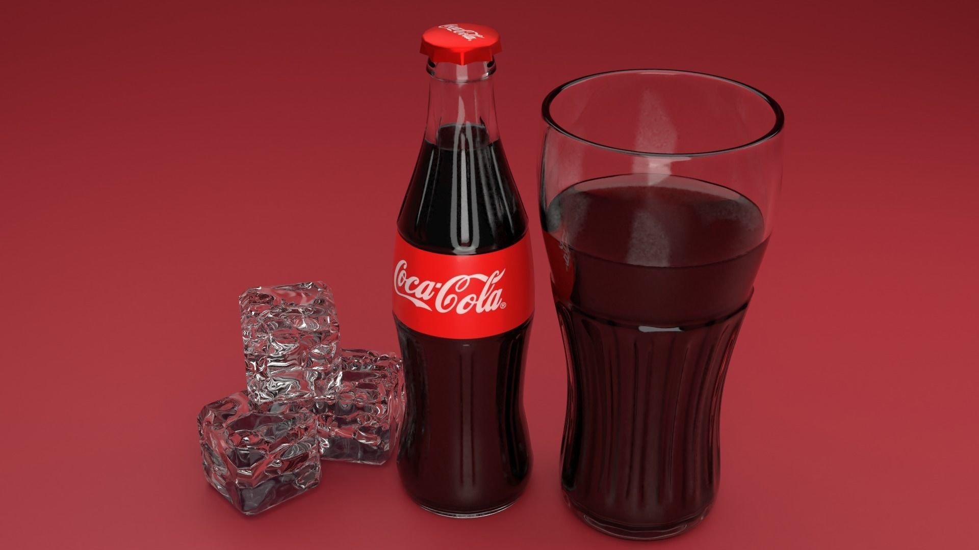 Coca cola bottle and coca cola glass 3D model_3