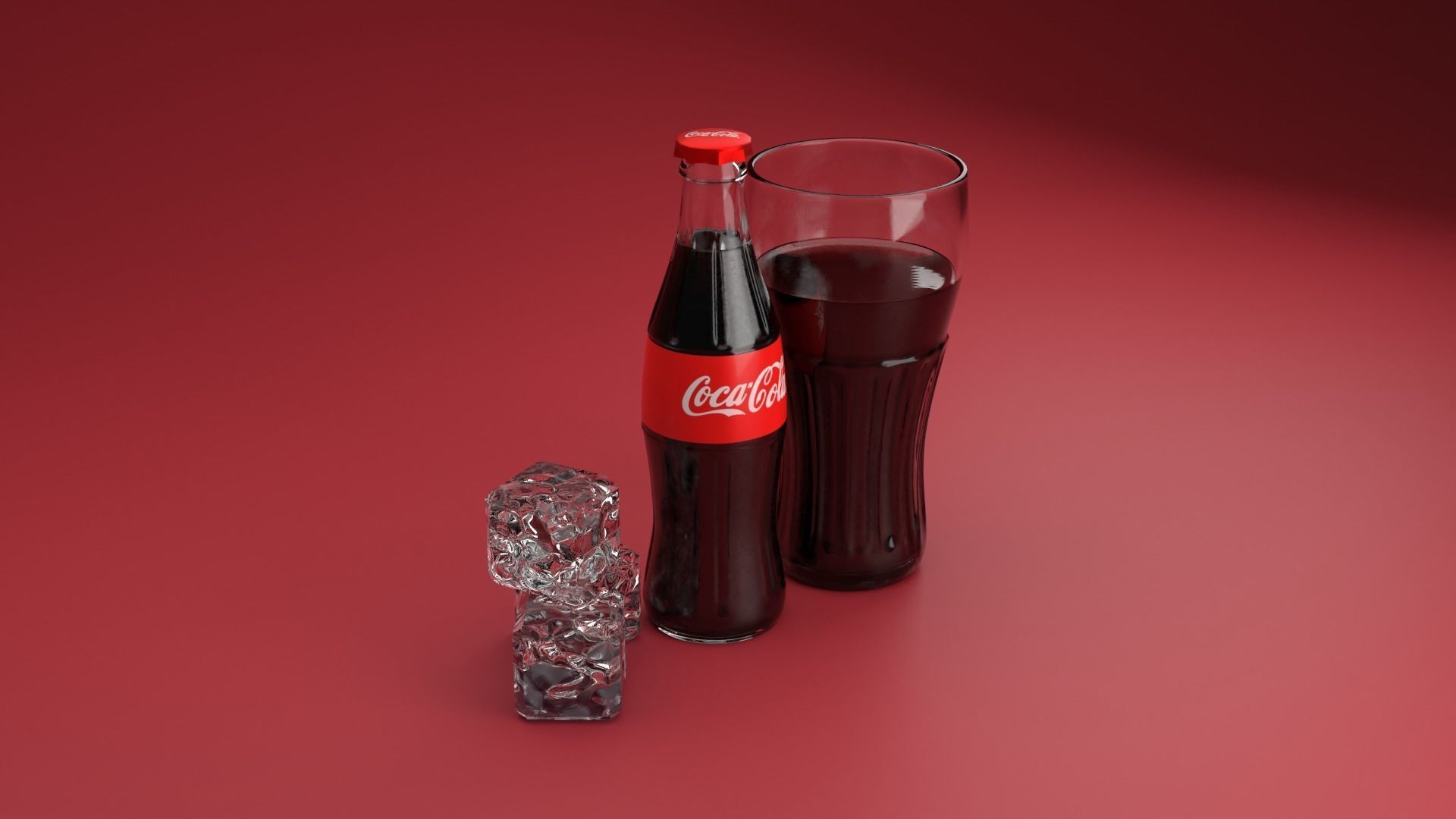 Coca cola bottle and coca cola glass 3D model_7