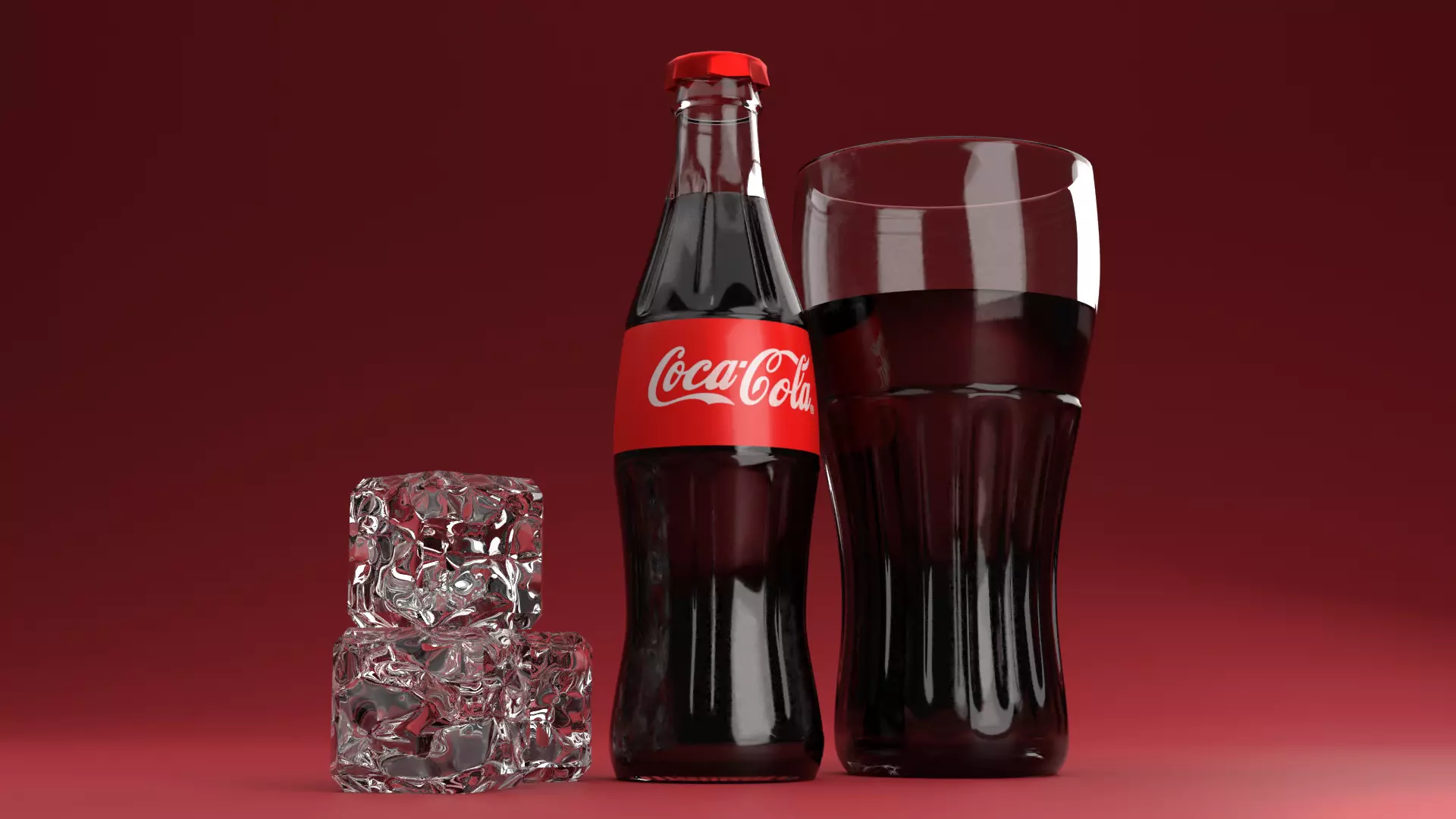 Coca cola bottle and coca cola glass 3D model_0