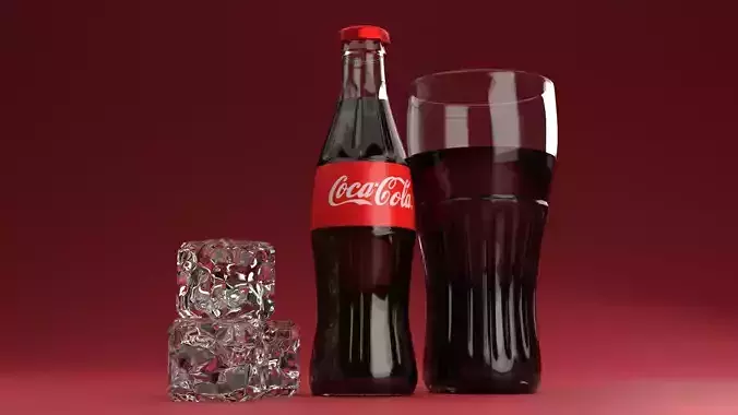 Coca cola bottle and coca cola glass