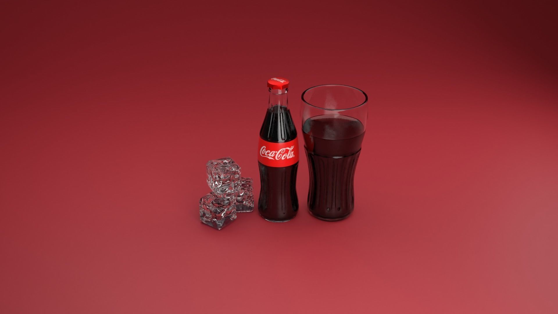 Coca cola bottle and coca cola glass 3D model_8