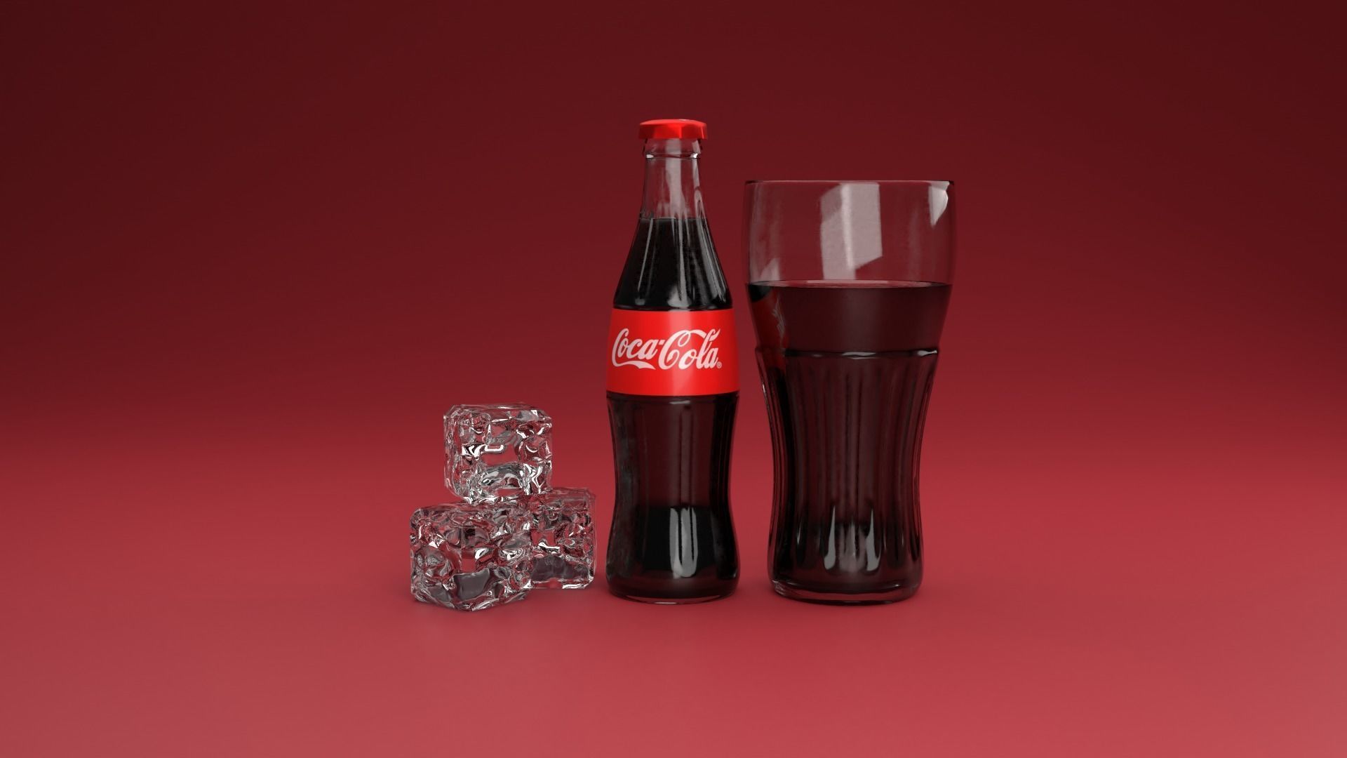 Coca cola bottle and coca cola glass 3D model_15