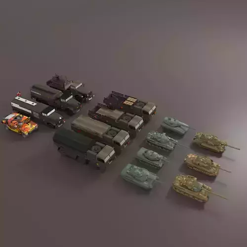Low Poly Military Vehicles Pack Low-poly 3D model