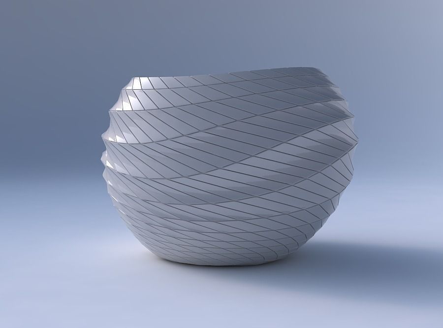 Bowl compressed 2 with distorted and twisted grid plates 3D print model_4