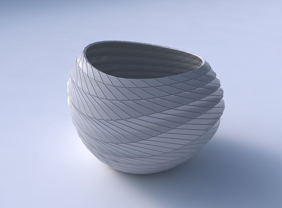 Bowl compressed 2 with distorted and twisted grid plates 3D print model_3