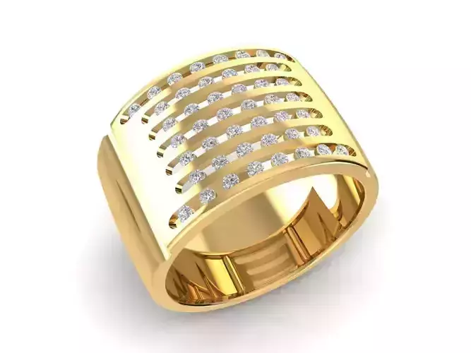 Modern Multi Row Square Gemstone Statement Ring for Men 1073
