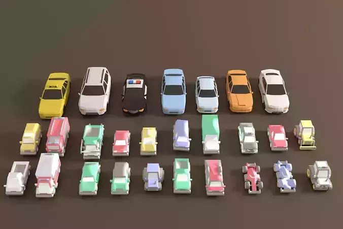 Low Poly Vehicles Pack 27 in 1