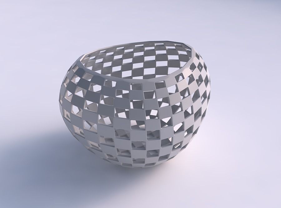 Bowl compressed 2 with checker grid lattice 3D print model_0