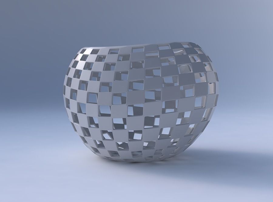 Bowl compressed 2 with checker grid lattice 3D print model_4