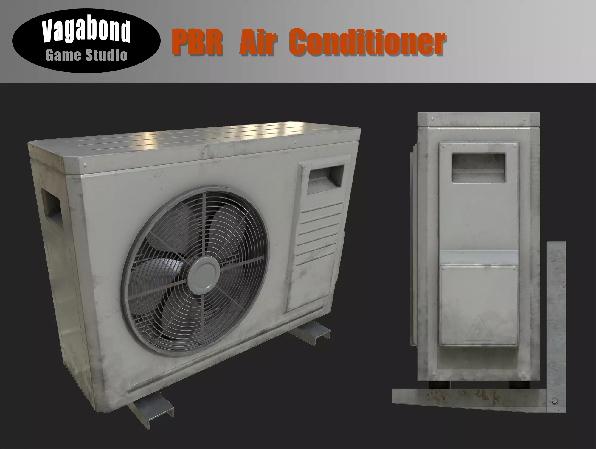 PBR Air Conditioner Low-poly 3D model_0
