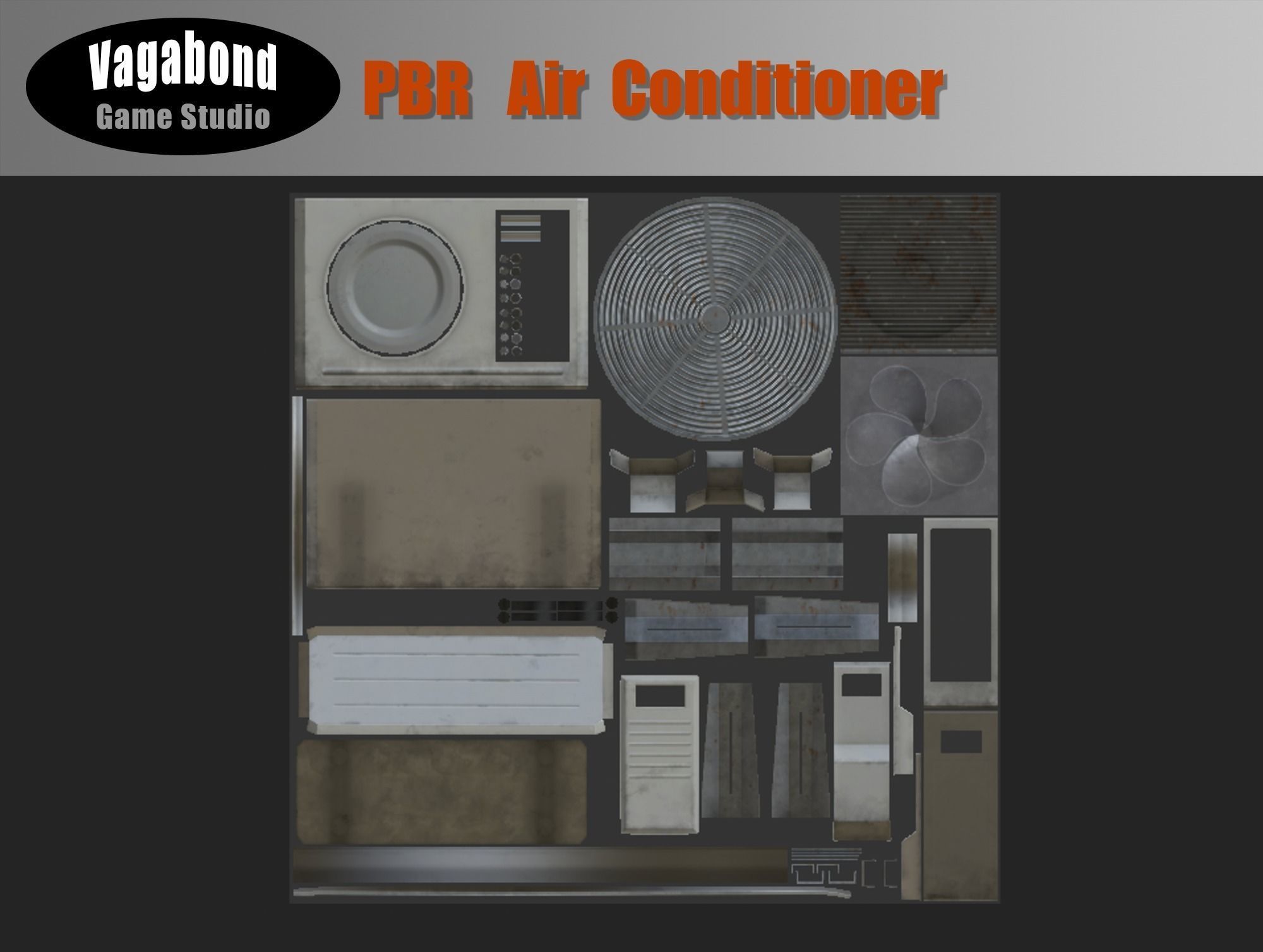 PBR Air Conditioner Low-poly 3D model_3