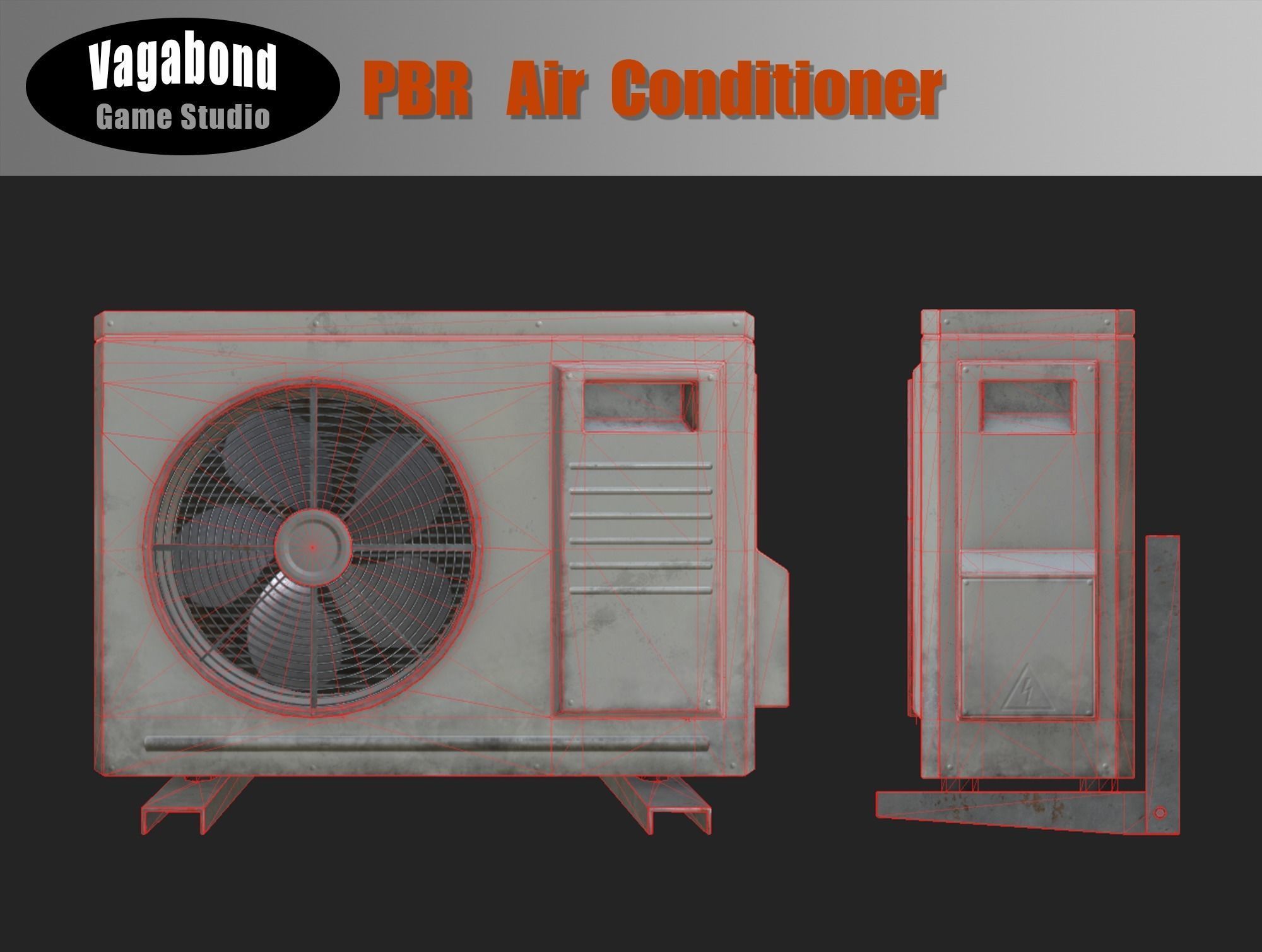 PBR Air Conditioner Low-poly 3D model_2