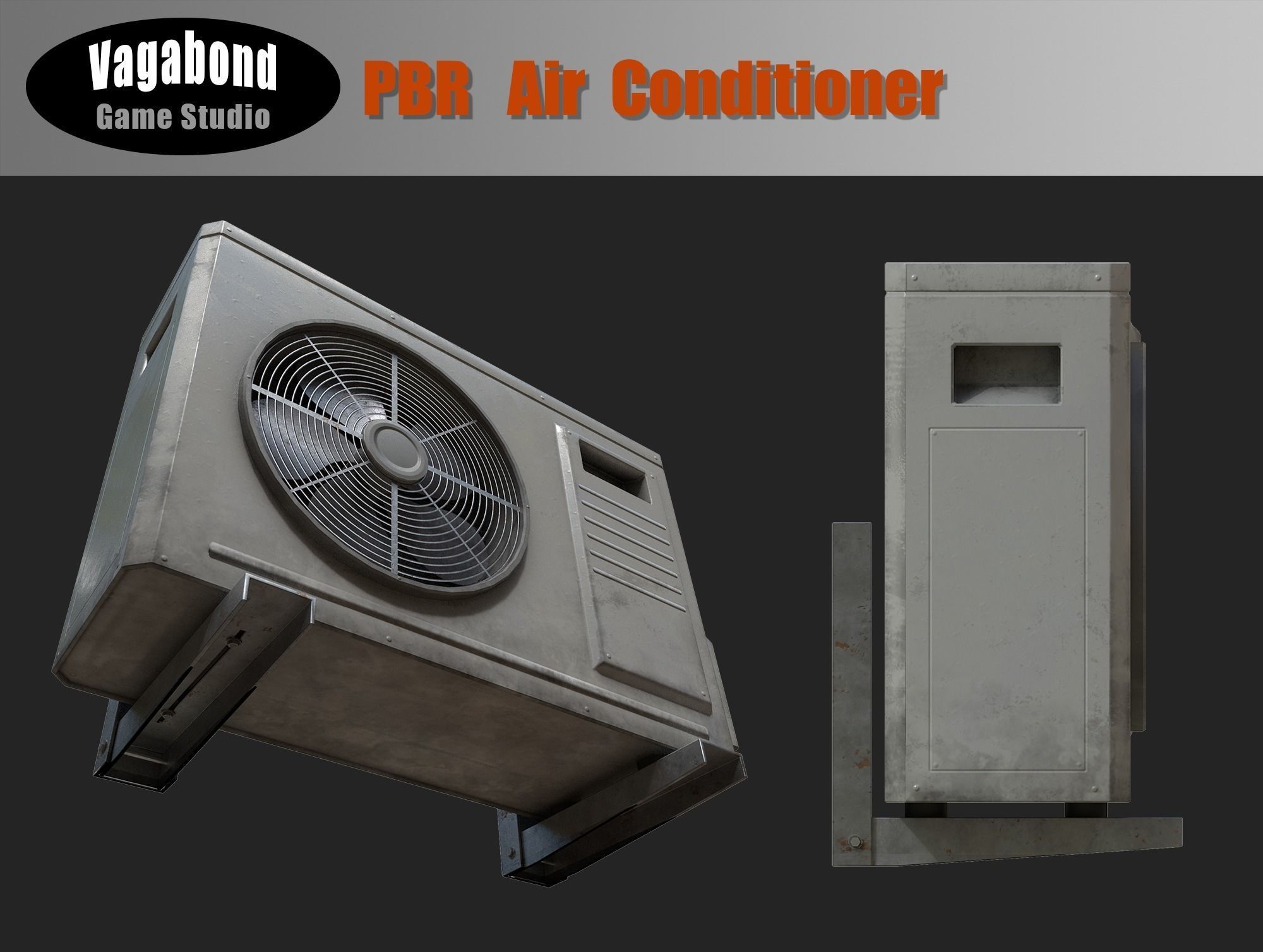 PBR Air Conditioner Low-poly 3D model_1