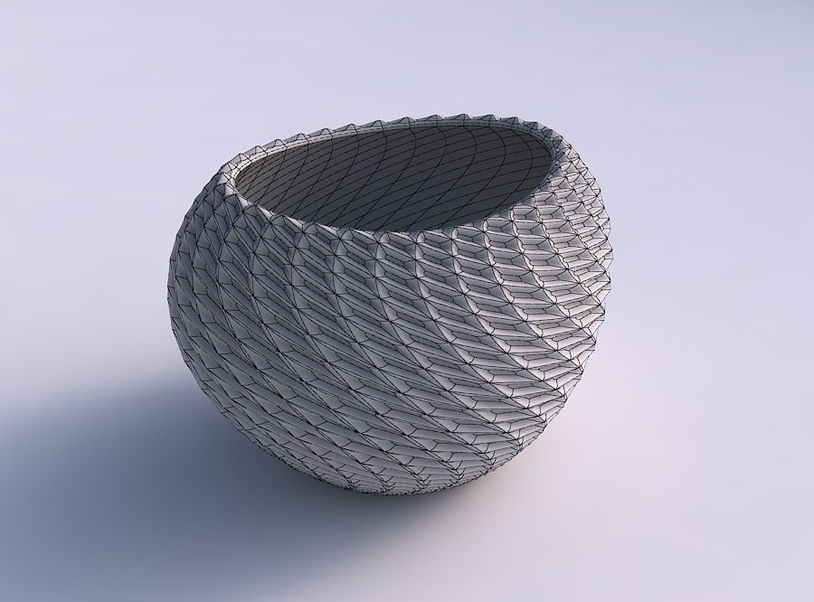 Bowl compressed 2 with bent extruded pattern 3D print model_5