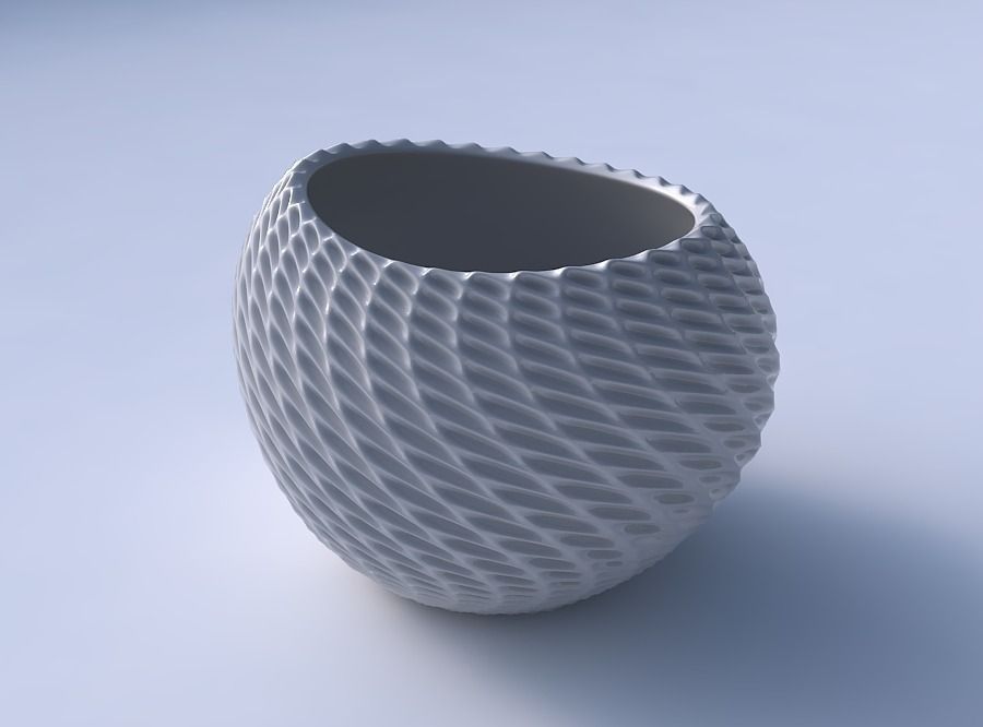 Bowl compressed 2 with bent extruded pattern 3D print model_3