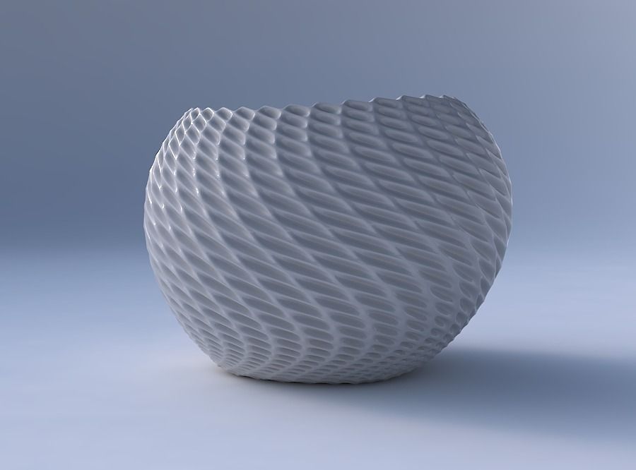 Bowl compressed 2 with bent extruded pattern 3D print model_4