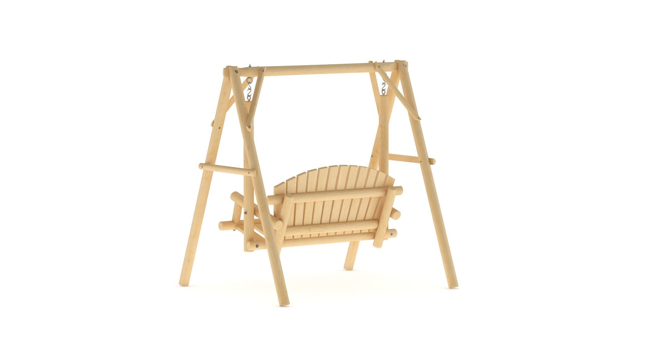 5 Wooden Swing Chairs Set 3D model_41