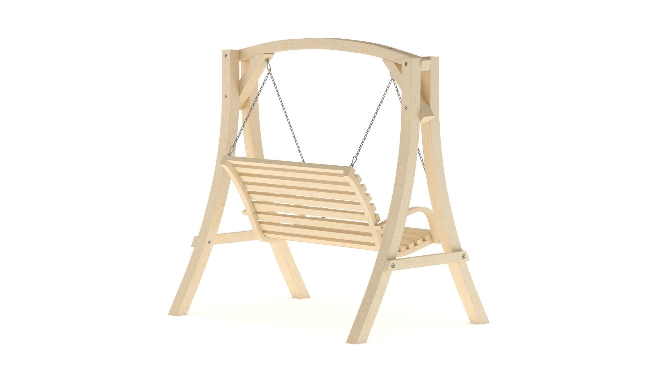 5 Wooden Swing Chairs Set 3D model_13
