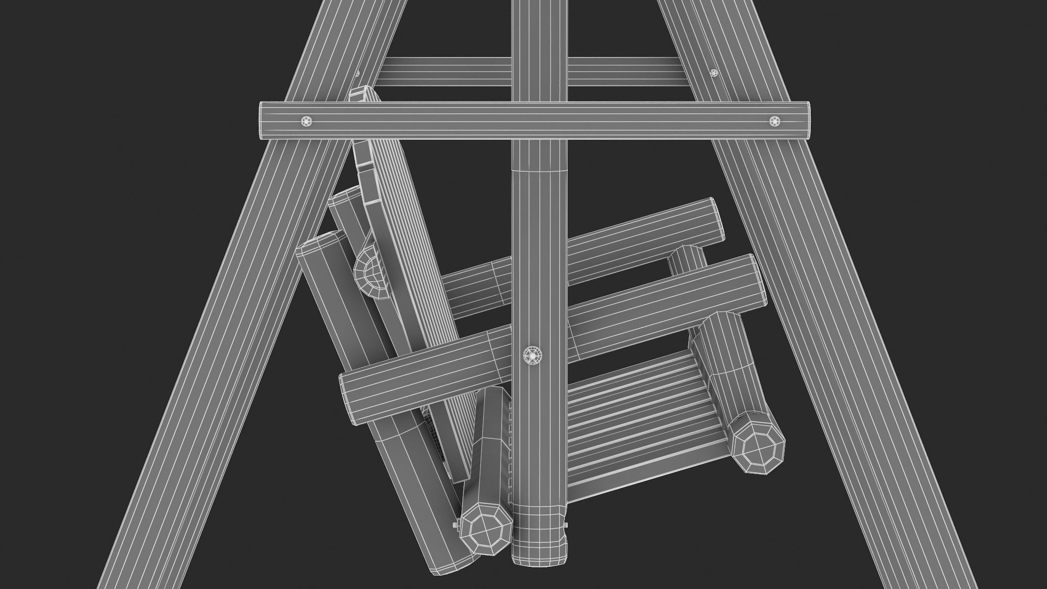 5 Wooden Swing Chairs Set 3D model_51