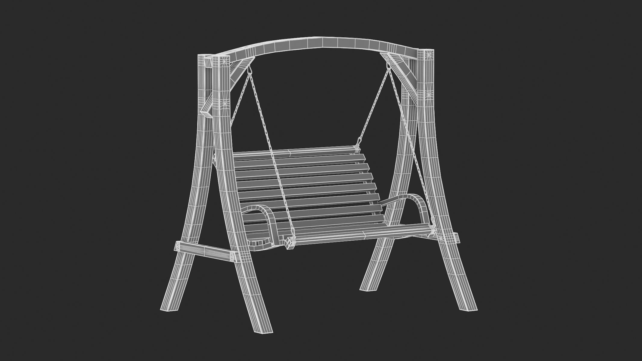 5 Wooden Swing Chairs Set 3D model_21
