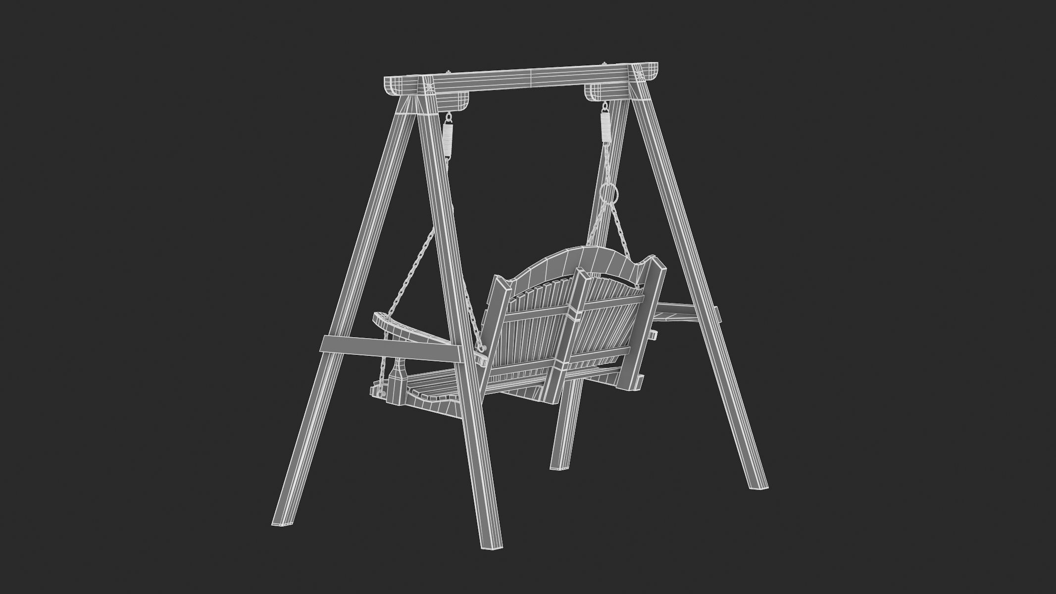 5 Wooden Swing Chairs Set 3D model_80